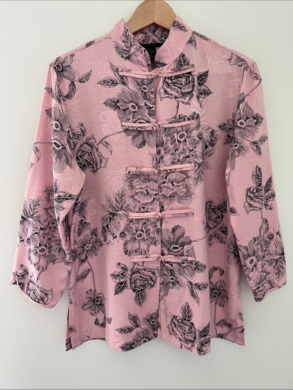 SilkLand | Light Pink Floral Mandarin-Collar Tunic Size M